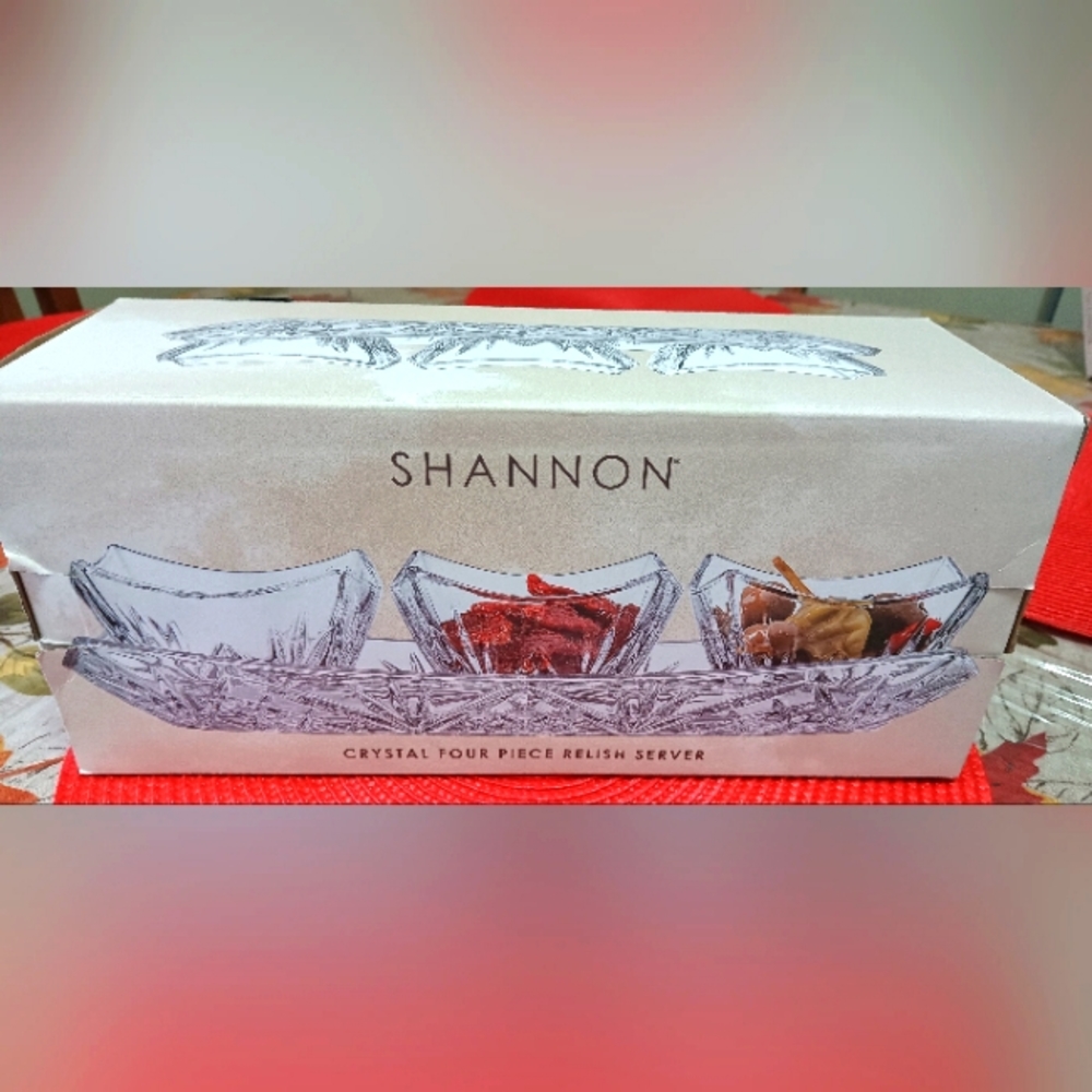 Crystal Shannon Godinger 4 piece Relish / Appetizer Server